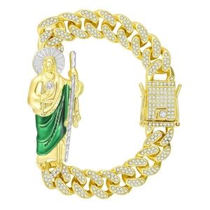 an Judas Tadeo Bracelet Stainless Steel 24k Gold Plated Saint Jude